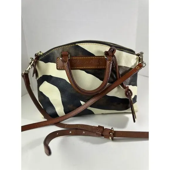 Dooney & Bourke Genuine Florentine Vacchetta Leather Satchel Zebra Print Bag - Picture 13 of 14